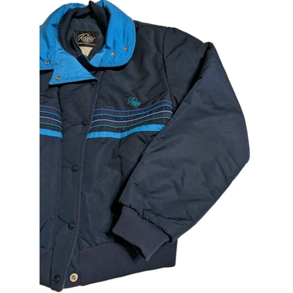 Roffe Skiwear Womens M Thinsulate Insulated Ski Jacket USA Retro‎ Blue